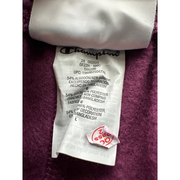 NWT Champion Purple Joggers Powerblend Standard Fit Plum Logo Down Leg Large - Picture 9 of 9